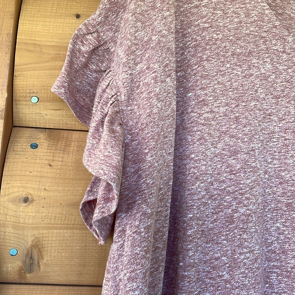 Sonoma Flutter Ruffle Sleeve V-Neck Tee. Plus size 2X. Heather Rose. - Picture 4 of 6